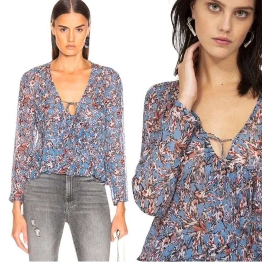 IRO Gosh floral print Ruffle Tie‎ Blouse 36 / small